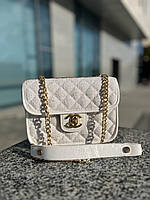 Женская сумочка, клатч отличное качество Chanel Tweed White 21x16x8