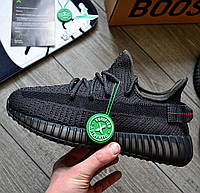 Мужские кроссовки Adidas Yeezy Boost 350 летние весна-осень-лето рефлективные легкие черные. Фото в живую. ТОП