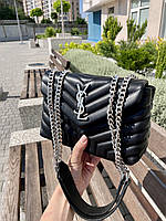 Женская сумочка, клатч отличное качество YSL чорна /срібло