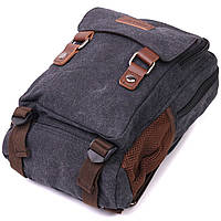 Практичный текстильный рюкзак с уплотненной спинкой и отделением для планшета Vintage 22168 Черный Отличное