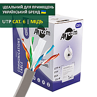 Кабель вита пара мідь 8 жил CAT 6 внутрішня ATcom Premium UTP (CU, 305 м) 1Gb/s - мідна категорії 6