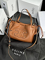 Женская сумочка, клатч отличное качество Celine Small Cabas Drawstring Cuir Triomphe In Smooth Calfskin Tan