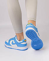 Жіночі кросівки Nike SB Dunk Low PRM White Blue Yellow Кеди Найк СБ Данк Лоу білі низькі шкіра демісезон, фото 5