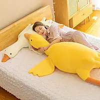 Інтер'єрна м'яка дитяча плюшева іграшка-подушка для сну Гусак 170 см Жовтий
