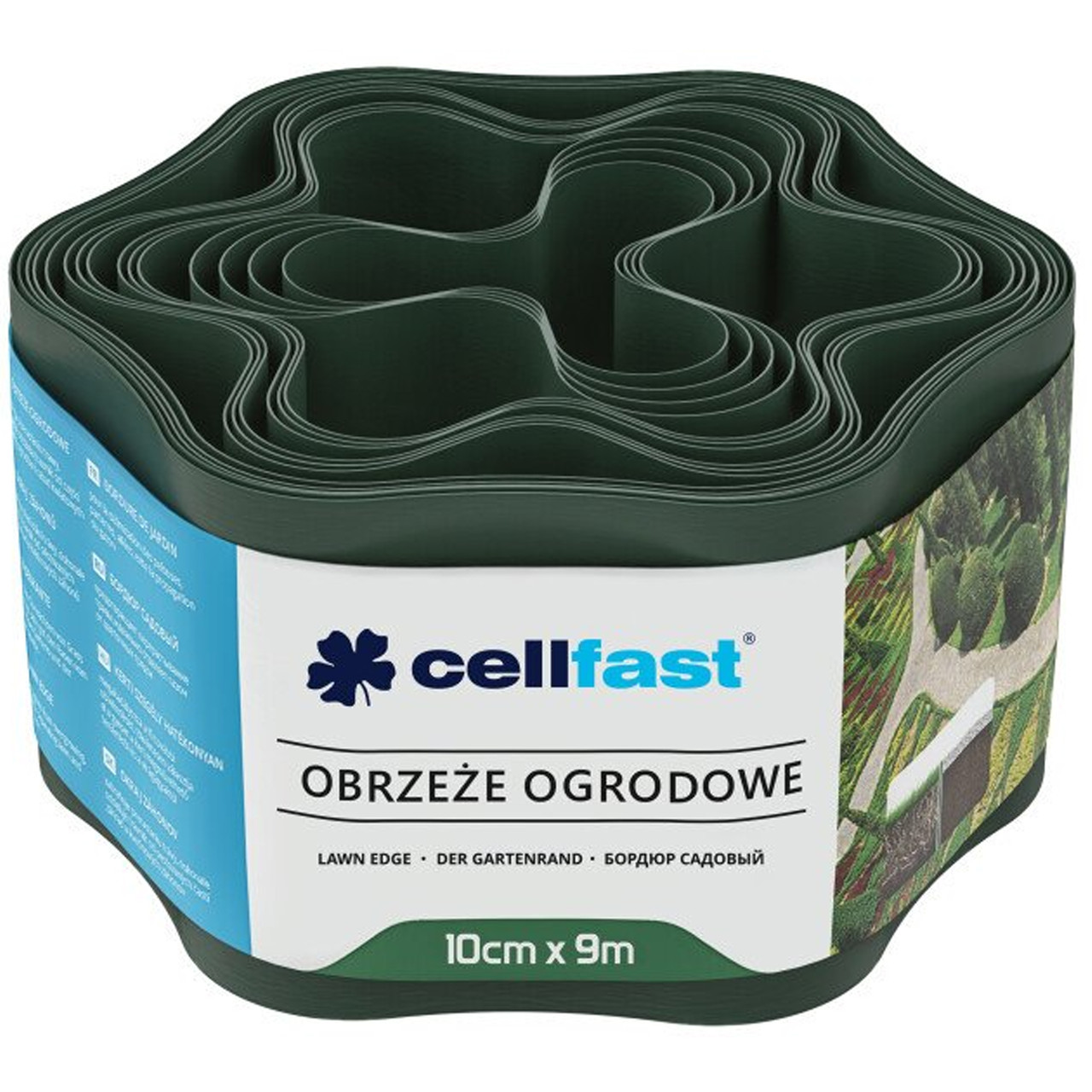 Бордюр садовий хвилястий 10 см х 9 м темно-зелений Cellfast, фото 1
