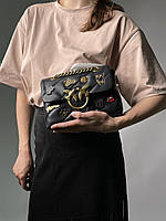 Женская сумочка, клатч отличное качество Pinko Black Quilted Leather Love Mini Puff Pins 22 х 15 х 9 см