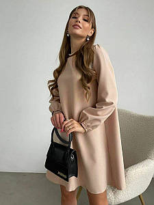 Нарядне вільне вечірнє плаття трапеція, бежеве