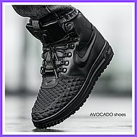 Кроссовки зимние мужские Nike Lunar 1 Duckboot 17 Black мех / Найк Лунар Дакбут черные с мехом