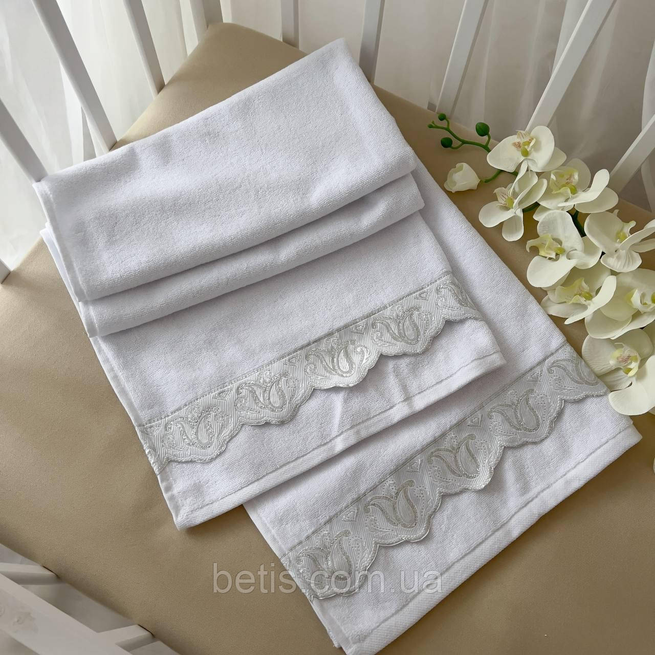 Рушник "Фантастика" Білий/срібло Махра арт.27071857 70*140 см.(р)