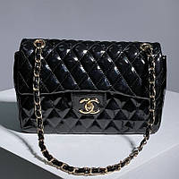 Женская сумочка, клатч отличное качество Chanel 2.55 Lacquered Black/Gold