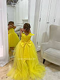 Жовта святкова сукня зі зйомним шлейфом на дівчинку костюм Сонечко, Курчатко, Качечка, Кульбаба, фото 6
