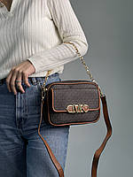 Женская сумочка, клатч отличное качество Michael Kors Parker Medium Logo Crossbody Bag Brown 21 х 15 х 7 см