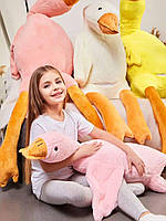 Большая мягкая детская игрушка подушка Гусь 170 см Розовый