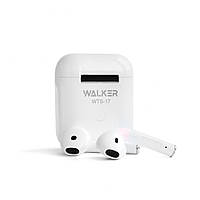 TWS бездротові навушники Bluetooth 5.0 10м 300mAh із зарядним футляром білі WALKER