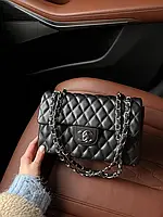 Женская сумочка, клатч отличное качество Chanel 2.55 Black Silver