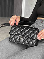 Женская сумочка, клатч отличное качество Chanel 1.55 Black Grey 20x12x7