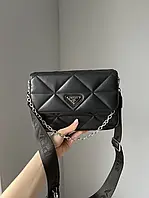 Женская сумочка, клатч отличное качество Prada Padded Black 24x16x7