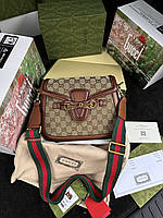 Женская сумочка, клатч отличное качество Gucci Lady Web GG Canvas Shoulder Bag 25 x 19 x 7 см Отличное