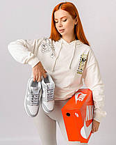 Жіночі кросівки Nike SB Dunk Low PRM All White Grey Кеди Найк СБ Данк білі низькі шкіра демісезон, фото 4