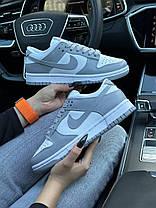 Жіночі кросівки Nike SB Dunk Low White Grey Fog Найк СБ Данк білі з сірим низькі шкіра демісезон унісекс, фото 2