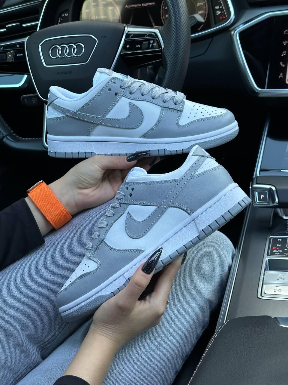 Жіночі кросівки Nike SB Dunk Low PRM All White Grey Кеди Найк СБ Данк білі низькі шкіра демісезон