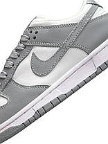 Жіночі кросівки Nike SB Dunk Low PRM All White Grey Кеди Найк СБ Данк білі низькі шкіра демісезон, фото 3