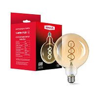 Лампа светодиодная филаментная G125 FM 6W 2400K 220V E27 Golden Deco,1-MFM-7125