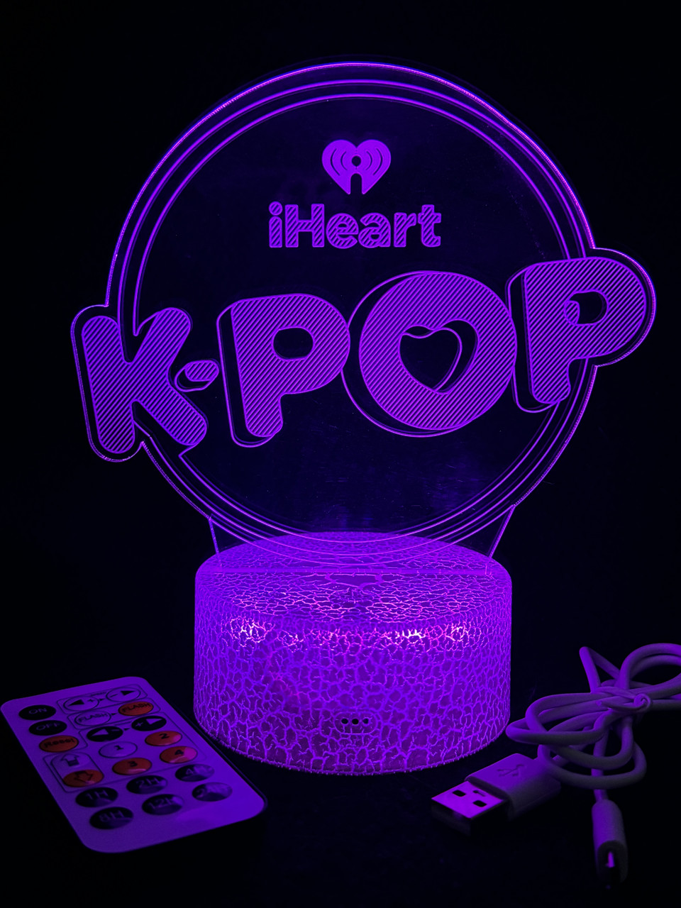 3D лампа "K-POP" (корейський жанр), подарунок для шанувальників поп-музики, світильник або нічник, 7 кольорів, 4 режими, пульт