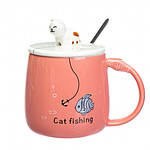 Кружка керамічна з кришкою та ложечкою Рибалка Fishing 350 мл 8805-013