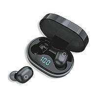 TWS бездротові навушники Type-C Bluetooth 5.0 10м 300mAh із зарядним футляром чорні WALKER
