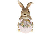Декоративная статуэтка Кролик с корзиной цветов, 12см