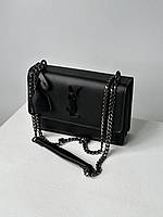 Женская сумочка, клатч отличное качество Yves Saint Laurent Sunset Big Chain Total Black 22 х 15 х 7 см