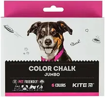 Крейда кольорова Kite Dogs Jumbo 6 кольорів Кольорова крейда для малювання Крейда для дитячої творчості