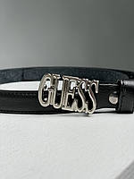 Женский ремени и пояс отличное качество Guess Leather Belt Black/Silver Text Отличное качество