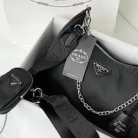 Женская сумочка, клатч отличное качество Prada Big Re-Edition 2005 Black 28 х 16 х 7 см