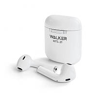 TWS бездротові навушники Bluetooth 5.0 10м 400mAh із зарядним футляром білі WALKER