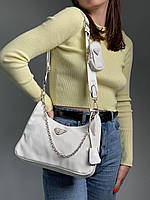 Женская сумочка, клатч отличное качество Prada Big Re-Edition 2005 White 28 х 16 х 7 см