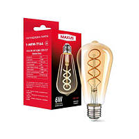 Лампа светодиодная филаментная ST64 FM 6W 2400K 220V E27 Golden Deco,1-MFM-7164