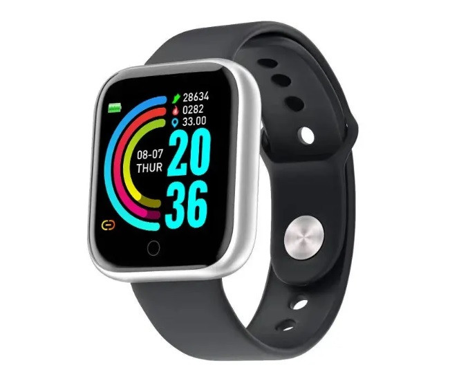 Смарт-годинник UWatch D20 Y68 Bluetooth розумний годинник, артеріальний тиск, моніторинг кисню в крові Silver BL