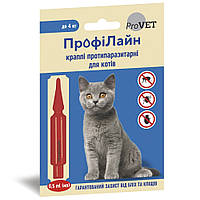 Краплі на холку ProVET «Профілайн» для котів до 4 кг, 1 піпетка(інсектоакарицид)