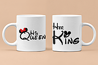 Парные чашки кружки King Queen Микки Маус для Влюблённых Белые 330 мл