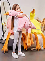 Игрушка-антистресс, мягкая игровая детская игрушка Гусь 170 см Розовый