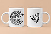 Парные чашки кружки Пицца кусок пиццы для Влюблённых Белые 330 мл