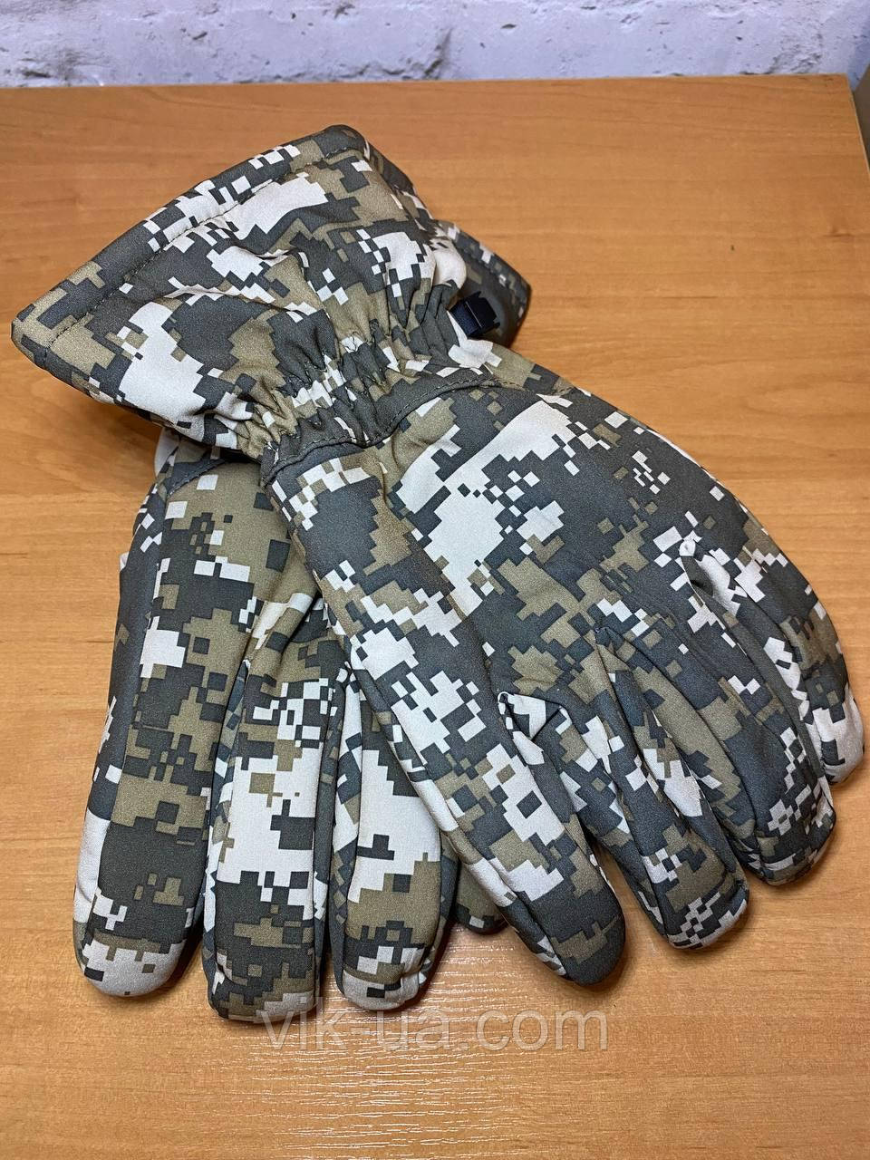 Рукавички утеплені на флісі р.2XL, піксель для сенсорних екранів