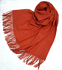 Теплий кашеміровий шарф палантин Саллі 180*65 см теракотовий однотонний, фото 3