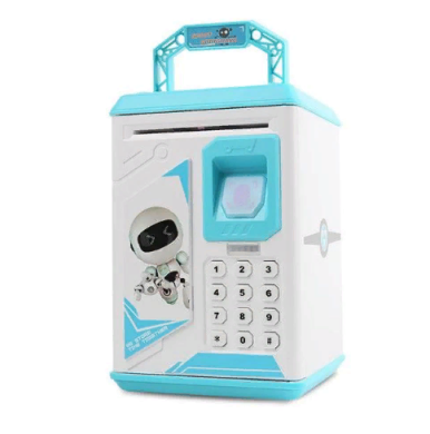Детская электронная копилка сейф с кодовым замком и отпечатком пальца ROBOT BODYGUARD (Голубой, розовый) - фото 5 - id-p2077848025