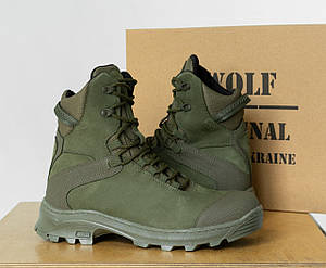 Берці тактичні водонепроникні Хакі нубук "BNM", армійські олива черевики з нубуку для МНС та ЗСУ
