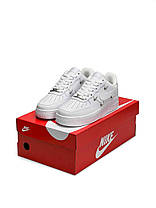 Жіночі кросівки Nike Air Force 1 LX Crome Swooshes All White Найк Аір Форс Свуш білі шкіра демісезон, фото 4