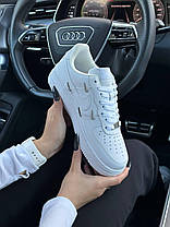 Жіночі кросівки Nike Air Force 1 LX Crome Swooshes All White Найк Аір Форс Свуш білі шкіра демісезон, фото 6