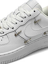 Жіночі кросівки Nike Air Force 1 LX Crome Swooshes All White Найк Аір Форс Свуш білі шкіра демісезон, фото 5